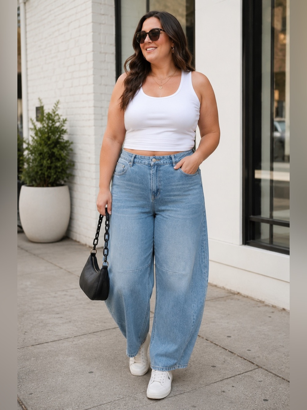 Bisual NWT Barrel Leg Jeans Women’s 16 High Rise Cropped Raw Hem Denim